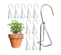 EXTRWORY Confezione da 10 ganci per piante in acciaio inox, per vasi in terracotta, supporto migliorato, argento, 12,2 cm, multiuso, per esterni, interni, giardini, balconi