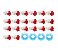 EXTRWORY Connettore automatico a T per bevitore di polli, in ABS, a prova di perdite, per sistema di irrigazione per pollame, galline, anatre, fattoria, colore rosso e bianco (20 set)