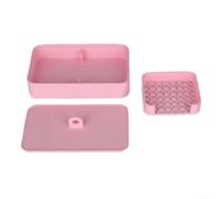 EXTRWORY Contenitore in plastica per amido di mais per argilla polimerica, efficiente applicazione della polvere, con setaccio per spazio di lavoro, 12 x 7 x 4 cm, rosa, bianco, rosso, giallo (rosa)