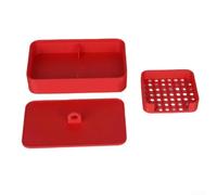 EXTRWORY Contenitore in plastica per amido di mais per argilla polimerica, efficiente applicazione in polvere, con setaccio per spazio di lavoro, 12 x 7 x 4 cm, rosa, bianco, rosso, giallo (rosso)