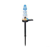 EXTRWORY Faro a energia solare, caldo, LED, in resina, impermeabile, rosso, decorazione da giardino, sensore automatico all'alba, 43 cm, per cortile e patio (blu)