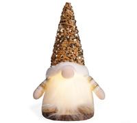 EXTRWORY Gnomo natalizio luminoso in peluche, con glitter, decorazione per la casa e le vacanze, alimentato a batteria, colore giallo