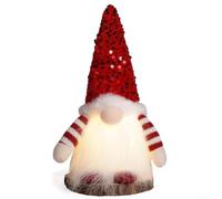 EXTRWORY Gnomo natalizio luminoso in peluche, con glitter, decorazione per la casa e le vacanze, alimentato a batteria, colore rosso
