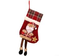 EXTRWORY Grande calza di Natale per caramelle e regali con design ad anello per appendere il tessuto non tessuto spazioso 26 x 18 cm (stile vecchio)