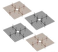 EXTRWORY Griglie per vasi di fiori in plastica, protezione per il suolo, ferma i disturbi degli animali domestici, per uso interno ed esterno, confezione da 4, marrone e nero, 19 cm, 30 cm, facile da