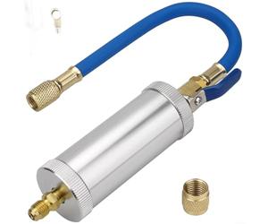 EXTRWORY Metropolitana di riempimento dell'olio del liquido refrigerante della lega di alluminio con l'interruttore per l'automobile AC R134A R12, porto di 40Mm 2oz Capacità 188Mm Lunghezza Per Il