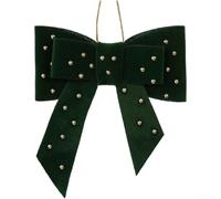 EXTRWORY Ornamento natalizio imbottito in cotone felpato, design a cuore e fiocco, leggero, decorazione da appendere per alberi, finestre, atmosfera di vacanza, verde scuro, rosso vino, 8-9,5 cm (C)