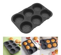 EXTRWORY Professionale 6 Cavità Silicone Burger Bun Pan Rotondo Pane Fare Strumenti Modello Resistente Al Calore Teglia Con Pozzi Profondi