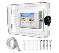 EXTRWORY Scatola di blocco a combinazione termostato sicuro Materiale PC trasparente Copertura a parete Protezione regolatore di calore Facile installazione Prese d'aria multiple