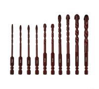 EXTRWORY Set di 10 punte da trapano per muratura, in lega, 3 mm-12 mm, codolo esagonale, rosso, multimateriale, per lavori professionali fai da te