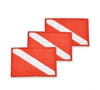 EXTRWORY Set di 3 toppe con bandiera subacquea, ricamate, in poliestere, autoadesive, termoadesive, 6,2 x 4,1 cm, attrezzatura per snorkeling (rosso)