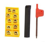 EXTRWORY Set di utensili da taglio per tornio tornio,Taglierina inserto in carburo,SCLCL1010F06 10X80mm Tornio Esterno Porta Utensili+CCMT060204 CCMT21.51 Inserto