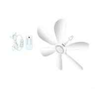 EXTRWORY Ventilatore da soffitto portatile con 6 porte USB, telecomando 4 modalità di vento, basso rumore, per tenda da campeggio all'aperto, uso interno, bianco, 165 x 70 mm (B)