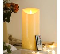 EXTSUD Candele a LED con telecomando, resistenti agli spruzzi, 23,5 cm x 10 cm, con timer, fiamma tremolante, candele elettriche, per esterni (durata 500 ore, 1 pezzo)