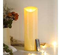 EXTSUD Candele a LED con telecomando, resistenti agli spruzzi, 31,5 cm x 10 cm, con timer, fiamma tremolante, candele elettriche, per esterni (durata 500 ore, 1 pezzo)