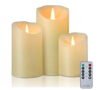 EXTSUD Candele a LED tremolanti, senza fiamma, con telecomando, 3 candele con funzione timer 24 ore, per camera da letto, San Valentino