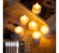 EXTSUD Candele LED ricaricabili | Confezione da 6 candele elettriche a LED con telecomando e timer, ricarica USB, senza fiamma, con 5 livelli di luminosità, per matrimoni, Halloween, Natale, festival