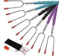 EXTSUD Forchetta per Barbecue 6 Pz Spiedini BBQ Riutilizzabili in Acciaio Inox Forchette Estensibili per Hot Dog Salsicce Carne Forchettoni Antiruggine Strumenti Accessori per BBQ Grigliate