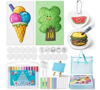 EXTSUD Kit Puffy Paint Magico 68 Pezzi, Pittura a Texture Schiuma 3D con 24 Pennarelli e 30 Fogli da Colorare, Kit Creativo Fai da Te, Regalo per Bambini