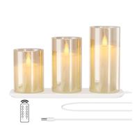 EXTSUD Ricaricabili LED Candele, 3PCS Candele Elettriche, Candela Elettrica, Candele Led con Telecomando Candela Senza Fiamma, Giallo