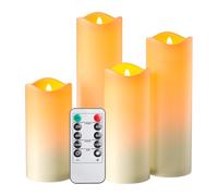 EXTSUD Set di 4 candele a LED senza fiamma, con telecomando, impermeabili, ricaricabili, luce notturna per la gioventù, antivento, decorazione romantica