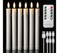 EXTSUD Set di 6 candele a LED a lunga durata, senza fiamma, con 2 telecomandi, candele per finestra a LED, ricaricabili, bianche, decorazione per Natale, matrimoni, feste, banchetti