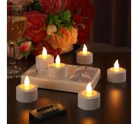 EXTSUD Set di 6 Candele Riscaldatore LED Ricaricabile Candela LED Fiamma Tremolante con Stazione di Ricarica e Telecomando, Decorazione per Natale Compleanno Matrimonio Cena Ristorante Hotel