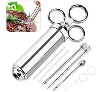 EXTSUD Siringa per Arrosti 60ml BBQ Iniettore con 3 Aghi in Acciaio Inossidabile Utensile Cucina Siringa per Barbecue Alimenti Tacchino Carne Marinature