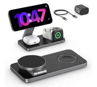 EXW Caricatore Wireless con Qi2.2 25W Compatibile con MagSafe, Stazione di Ricarica Wireless 3 in 1 per iPhone 17 16 15 14 13 12, Apple Watch 11-4/Ultra/SE, AirPods, con 35W Adapter
