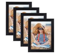 EXYGLO Cornice 15x20 Nera Set di 4, Portafoto da Parete o Tavolo in PS, Decorazioner per Casa, Cornice per Foto,Opera d'arte