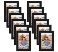 EXYGLO Cornici Foto, Cornice 10x15, Portafoto da Tavolo e da Parete Contengono 12 Cornici Nere, Decorazione per Soggiorno, Corridoio, Camera da Letto, Ufficio