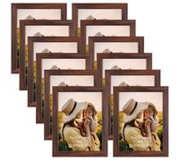 EXYGLO Cornici Foto, Cornice 15x20, Portafoto da Tavolo e da Parete Contengono 12 Cornici Marroni, Decorazione per Soggiorno, Corridoio, Camera da Letto, Ufficio