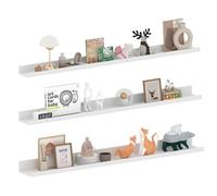 EXYGLO Mensola da Muro 120 cm, Mensola Galleggiante Bianca con Design Rustico, Salvaspazio per Camera da letto, Soggiorno, Ufficio e Cucina, Set 3