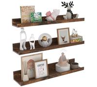 EXYGLO Mensola da Muro 60 cm, Mensola Galleggiante in Legno MDF Marrone Rustico, Salvaspazio per Camera da letto, Soggiorno, Ufficio e Cucina, Set da 3