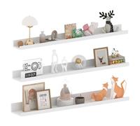 EXYGLO Mensole da Muro 90 cm, Mensola Galleggiante Bianca con Design Rustico, Salvaspazio per Camera da letto, Soggiorno, Ufficio e Cucina, Set 3
