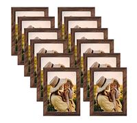 EXYGLO Portafoto da Parete o Tavolo, Cornice13x18cm per Foto, Decorazione per Casa, Ufficio, Caffetteria, Marrone Set di 12