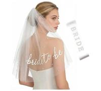 Exylosluxek Set Velino e Sciarpa per Sposa in Attesa: Sciarpa Bride to Be e Velino Bianco da Sposa