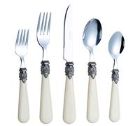 EXZACT 20 pezzi avorio crema set posate acciaio inox per 4 persone