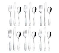 Exzact Posate per bambini, 18 pezzi di posate in acciaio inox per bambini, 6 forchette, 6 coltelli da cena sicuri, 6 cucchiai da cena (oceano x 18)