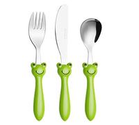 EXZACT Posate per bambini 3 pezzi acciaio inox bimbi bambini Utensils Rana