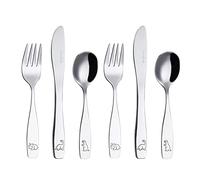 Exzact Posate per Bambini 6 Pezzi in Acciaio Inox - 2 Forchette, 2 Coltelli, 2 Cucchiai Cena - Posate Dinosauri per Bambini
