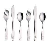 Exzact Posate per Bambini 6 Pezzi in Acciaio Inox/Posate Bimbi - 2 x forchetta, 2 x coltelli, 2 x Cucchiai Cena (Cane Gatto Coniglio x 6)