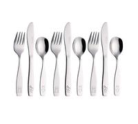 EXZACT Posate per bambini 9 pezzi in acciaio inox/posate bimbi - 3 x forchetta, 3 x coltelli, 3 x Cucchiai Cena (Cane Gatto Coniglio x 9)