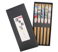 EXZACT Set di 5 paia di bacchette in bambù, colorate Fuji Wave, riutilizzabili, 22,6 cm