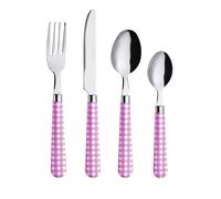 EXZACT Set Posate 24 Pezzi Acciaio Inox con Manici Colorati, Servizio per 6 Persone, Motivo a Quadretti