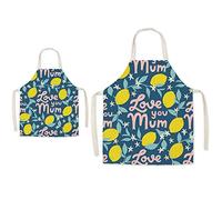 Eyands Eyand genitore e bambino Grembiule per cucinare - Super Carino modello in da cucina grembiule per la mamma bambini, cucina Pittura Giardinaggio Grembiule (Limone)