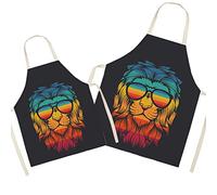 Eyands Grembiule genitori e figli abbinato a leone per cucinare pittura per giardinaggio-grembiule genitori e bambini in lino con motivo adorabile famiglia,grembiule cucina mamma papà figlia figlio