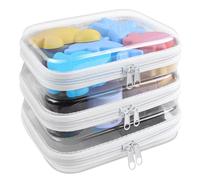 EYAYEN Custodia rigida trasparente con cerniera, confezione da 3 contenitori trasparenti per trucchi per piccoli oggetti, impermeabili, per articoli da toeletta da viaggio, bianco, 8"x 4"x 2"