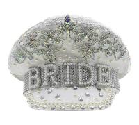 Eyccier Cappello da sposa glitter luminoso per la sposa bianca con pacco di sequestro per la per essere regalo per gli accessori per matrimoni da festa della gallina di addio al nubilato ..