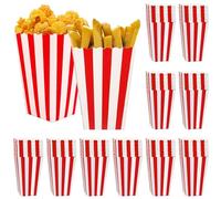 Eyccier POCCHE Popcorn 100 PC Rosso & Bucket Popcorn a Strisce Bianche da 2, 8x4, 5 Pollici Borse in Aperto di Cartone per Feste a Tema di Compleanno Nights